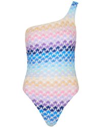 Missoni - One-Shoulder Metallic Fine-Knit Swimsuit - Lyst