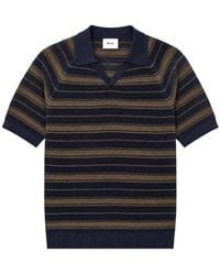NN07 - Cale Striped-Knit Linen-Blend Polo Shirt - Lyst