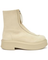 The Row - Leather Zip Platform Booties - Lyst