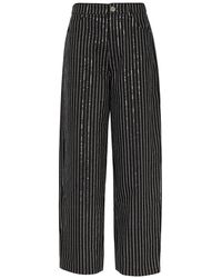 ROTATE BIRGER CHRISTENSEN - Striped Sequin-embellished Wide-leg Jeans - Lyst