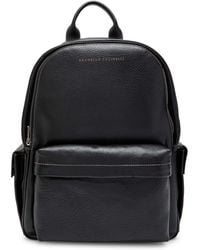 Brunello Cucinelli - Logo Grained Leather Backpack - Lyst