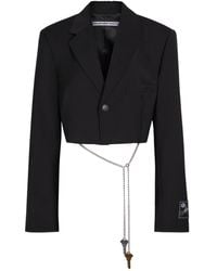 Alexander Wang - Chain-Embellished Cropped Wool-Blend Blazer - Lyst