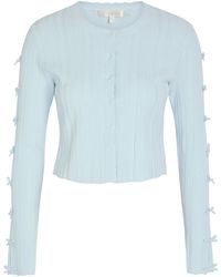 LoveShackFancy - Zoriah Bow-Appliquéd Pointelle-Knit Cardigan - Lyst