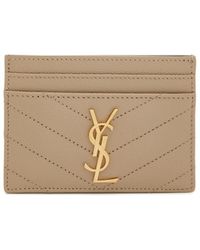 Saint Laurent - Logo Quilted Leather Card Holder - Lyst