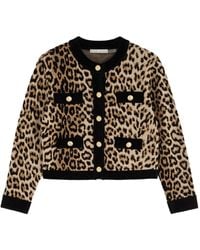 Alice + Olivia - Claira-Intarsia Wool-Blend Cardigan - Lyst
