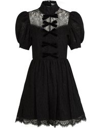 Alice + Olivia Vernita Black Lace Mini Dress