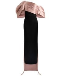 Solace London - Raye Draped Satin And Crepe Gown - Lyst
