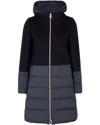 Herno Navy Panelled Wool-blend Coat - Blue