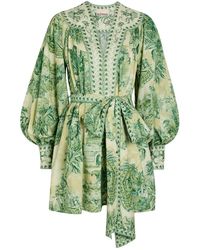 ALÉMAIS - Sara Printed Cotton And Silk-Blend Mini Dress - Lyst