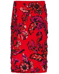 Dries Van Noten - Summer Floral-Embellished Woven Midi Skirt - Lyst