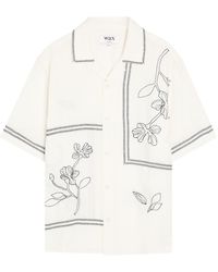 Wax London - Didcot Floral-Embroidered Linen Shirt - Lyst