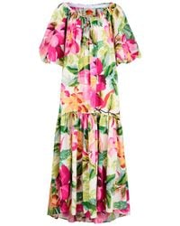 FARM Rio - Painted Flowers Printed Cotton-Blend Maxi Dress - Lyst