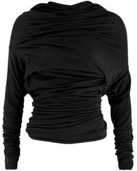 Entire studios - Draped Stretch-Cotton High-Neck Top - Lyst