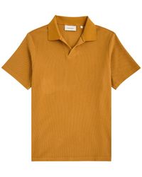 FRAME - Waffle-Knit Cotton Polo Shirt - Lyst