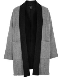 Eileen Fisher Grey Wool And Cashmere-blend Coat