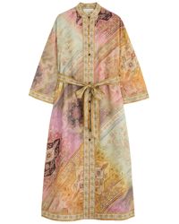 Zimmermann - Tallow Printed Silk Midi Shirt Dress - Lyst