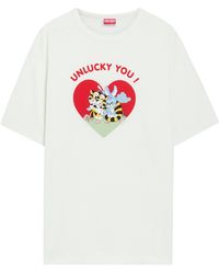 KENZO - Cartoon Printed Cotton T-Shirt - Lyst