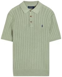 Polo Ralph Lauren - Logo-Embroidered Cable-Knit Cotton Polo Shirt - Lyst