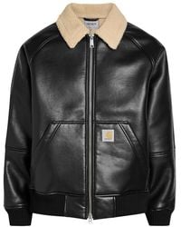 Carhartt - Shepton Faux Leather And Shearling Jacket - Lyst