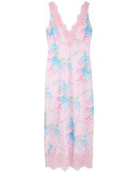 LoveShackFancy - Floral Printed Satin Maxi Dress - Lyst