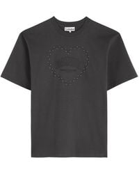 Ganni - Logo Crystal-Embellished Cotton T-Shirt - Lyst