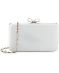 Self-Portrait - Crystal Bow-Embellished Satin Clutch - Lyst