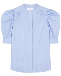 FRAME - Striped Puff-Sleeve Cotton Shirt - Lyst