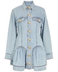 Aje. - Noa Gathered Denim Mini Dress - Lyst