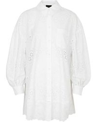 Simone Rocha - Broderie Anglaise Cotton Shirt Dress - Lyst