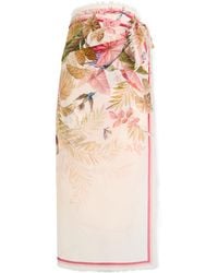 Zimmermann - Printed Cotton Pareo Skirt - Lyst