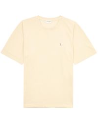 Saint Laurent - Cassandre Logo-Embroidered Cotton-Blend T-Shirt - Lyst