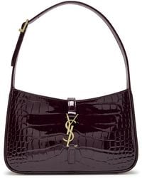 Saint Laurent - Le 5 À 7 Crocodile-Effect Patent Leather Shoulder Bag - Lyst
