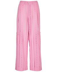 Damson Madder - Vacation Rafe Broderie Anglaise Cotton Trousers - Lyst