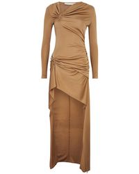 Dion Lee - Ruched Asymmetric Jersey Maxi Dress - Lyst