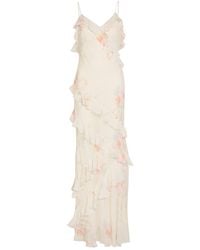 LoveShackFancy Rialto Floral Chiffon Maxi Dress For | Lyst