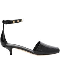 Burberry Triple Stud Embossed Leather Sandals - Black