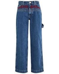 Damson Madder - Drew Embroidered Straight-Leg Jeans - Lyst