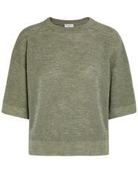 Brunello Cucinelli - Metallic Fine-Knit Sweater Top - Lyst
