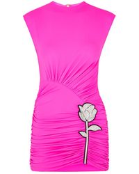David Koma - Rose-Embellished Stretch-Jersey Mini Dress - Lyst