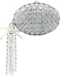 Self-Portrait - Oval Crystal-Embellished Satin Clutch - Lyst
