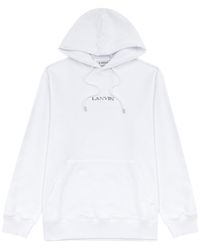 Lanvin - Logo-embroidered Hooded Cotton Sweatshirt - Lyst