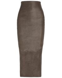 Rick Owens - Leather-Blend Midi Skirt - Lyst