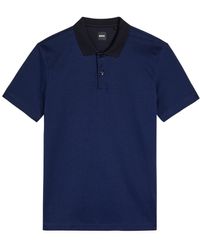 BOSS - Textured Woven Polo Shirt - Lyst
