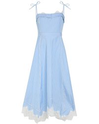 Jonathan Simkhai - Avaleigh Striped Lace-Trim Cotton Midi Dress - Lyst