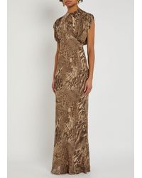 Georgia Hardinge Fossil Shirred Metallic Chiffon Maxi Dress in White | Lyst