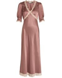 RIXO London - Annina Lace-Embellished Satin Midi Dress - Lyst