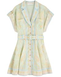 Zimmermann - Acacia Printed Linen Mini Shirt Dress - Lyst