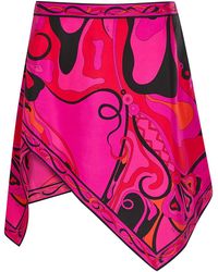 PUCCI - Asymmetric Printed Silk Mini Skirt - Lyst