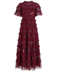 Needle & Thread - Daisy Wave Ruffled Sequin-Embellished Tulle Gown - Lyst