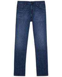 7 For All Mankind - Luxe Performance+ Straight-Leg Jeans, Jeans, Mid-Blu - Lyst